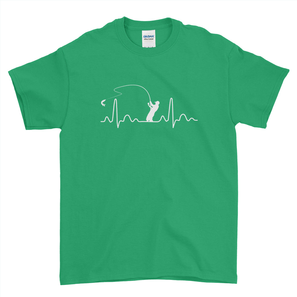 Sarcastic Graphic Fishing Novelty T Shirt Men Cool Heartbeat Hip Hop Mens  T-Shirt