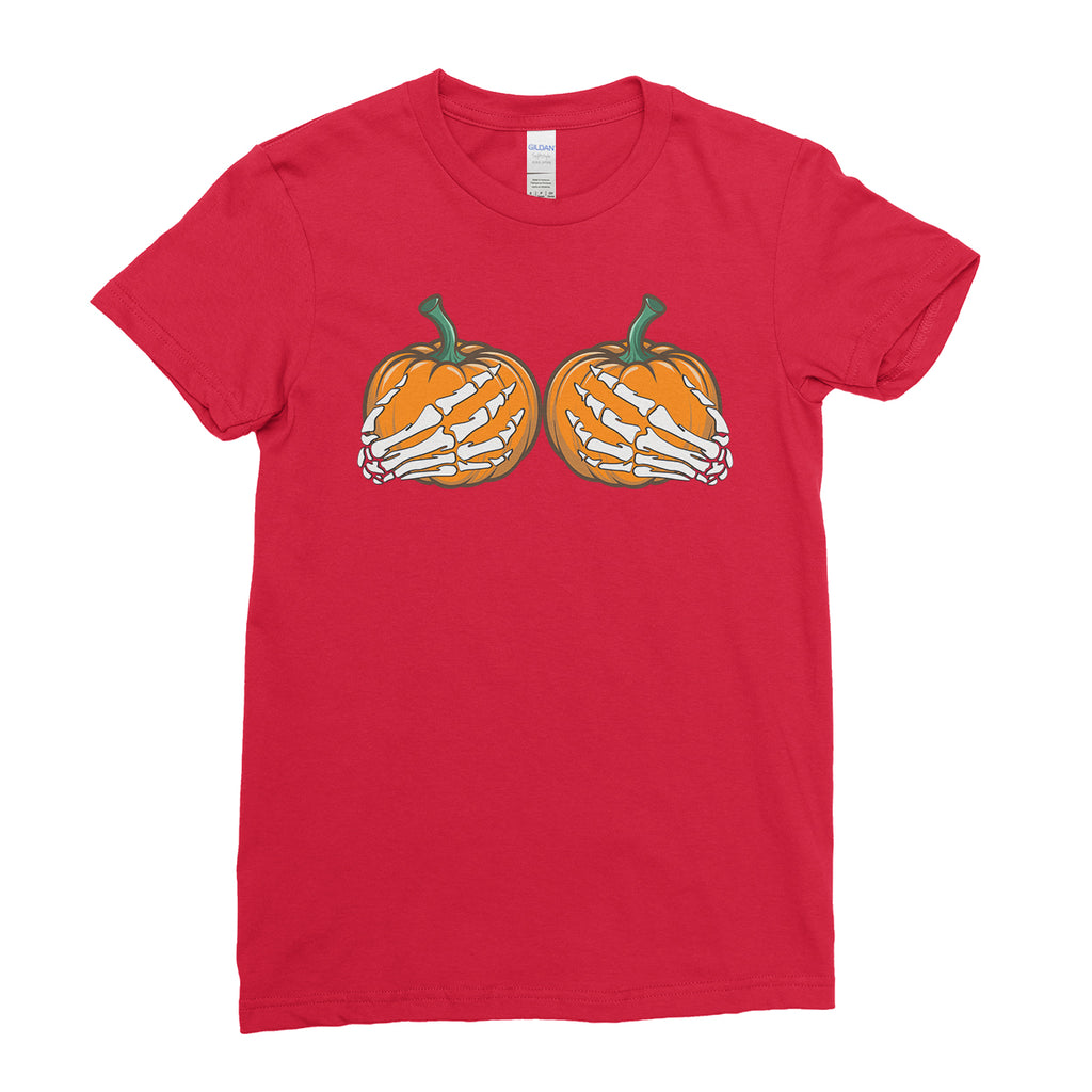 Pumpkin Boobs Shirt Funny Halloween T-Shirt Skeleton Boobs T Shirt Woman  Tshirts Crewneck Tees Women Harajuku Shirts Tops Female - AliExpress